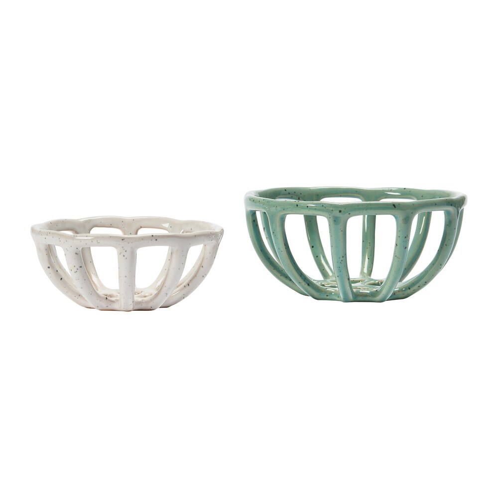 S/2 Stoneware Baskets w Reactive Glaze