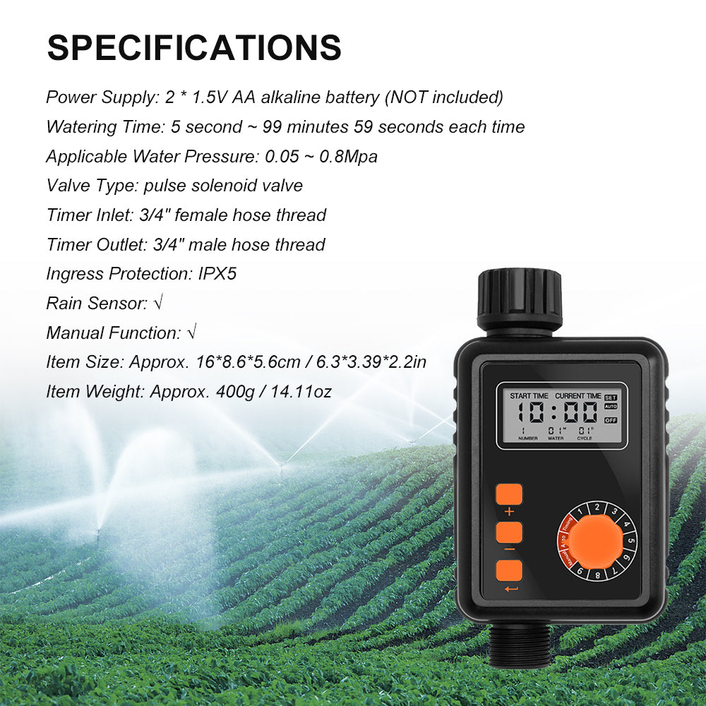 Kkmoon Electronic Irrigation Regulator Automatic Irrigation Timer With Large Lcd Screen Waterproof Sprinkler Controller 9 Separate Timing Programs Weak Electricity Protection Rain Sensor Out