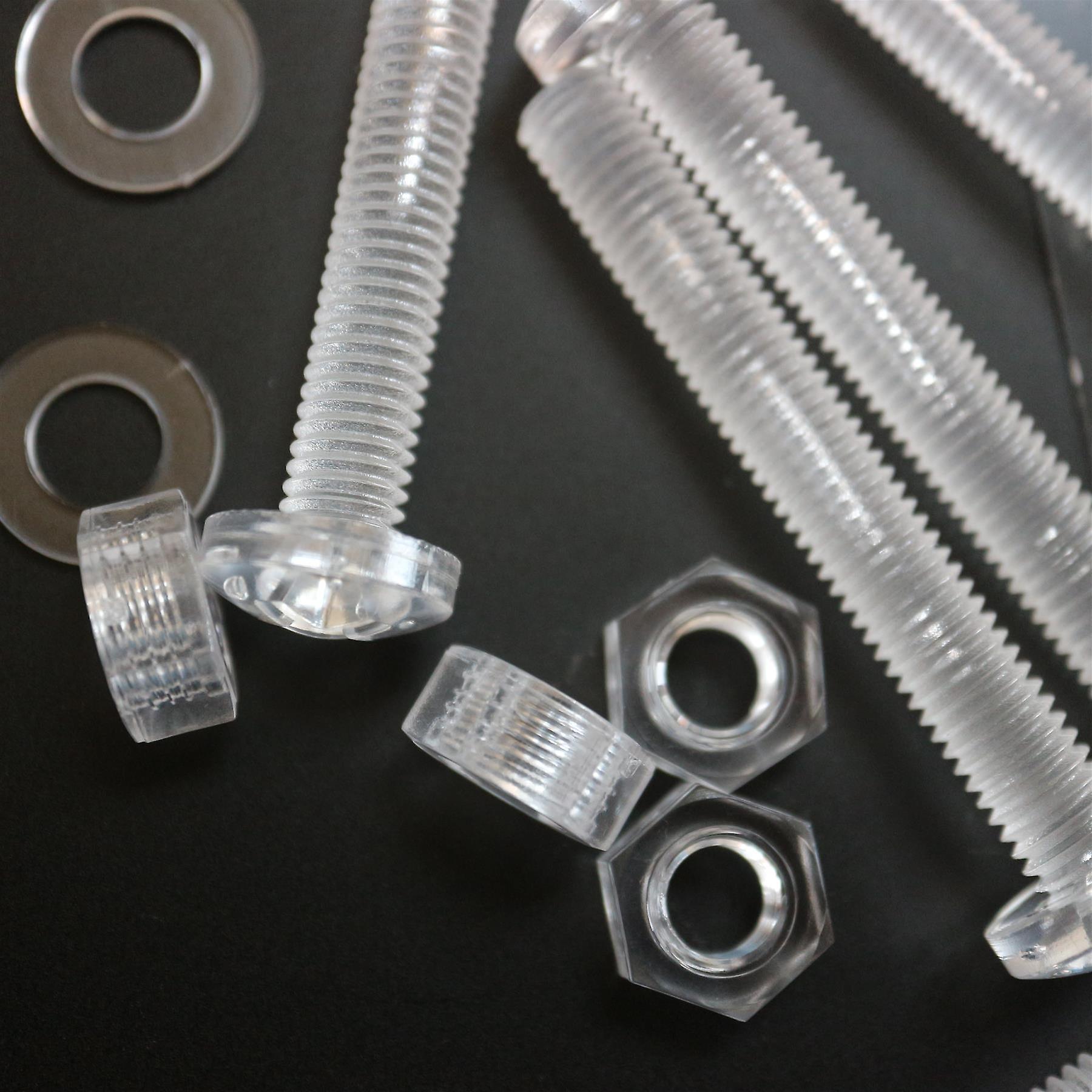 20x Clear Acrylic， Pan Head， M8 x 60mm， Plastic Bolts， Nuts and Washers - Screws