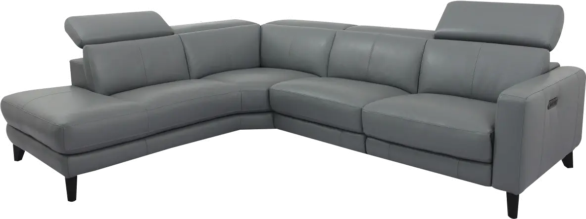 Madrid Gray 2 Piece Power Reclining Leather Sectional