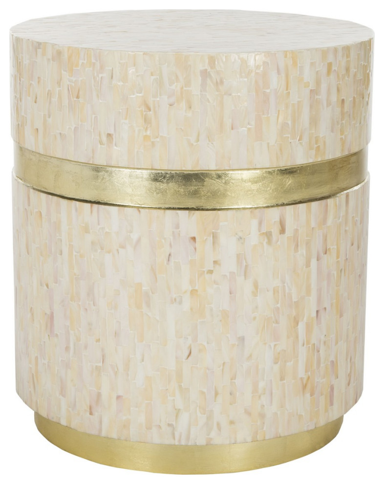 Melissa Mosaic Round Side Table Pink Champagne/Gold   Beach Style   Side Tables And End Tables   by Peachtree Fine Furniture  Houzz