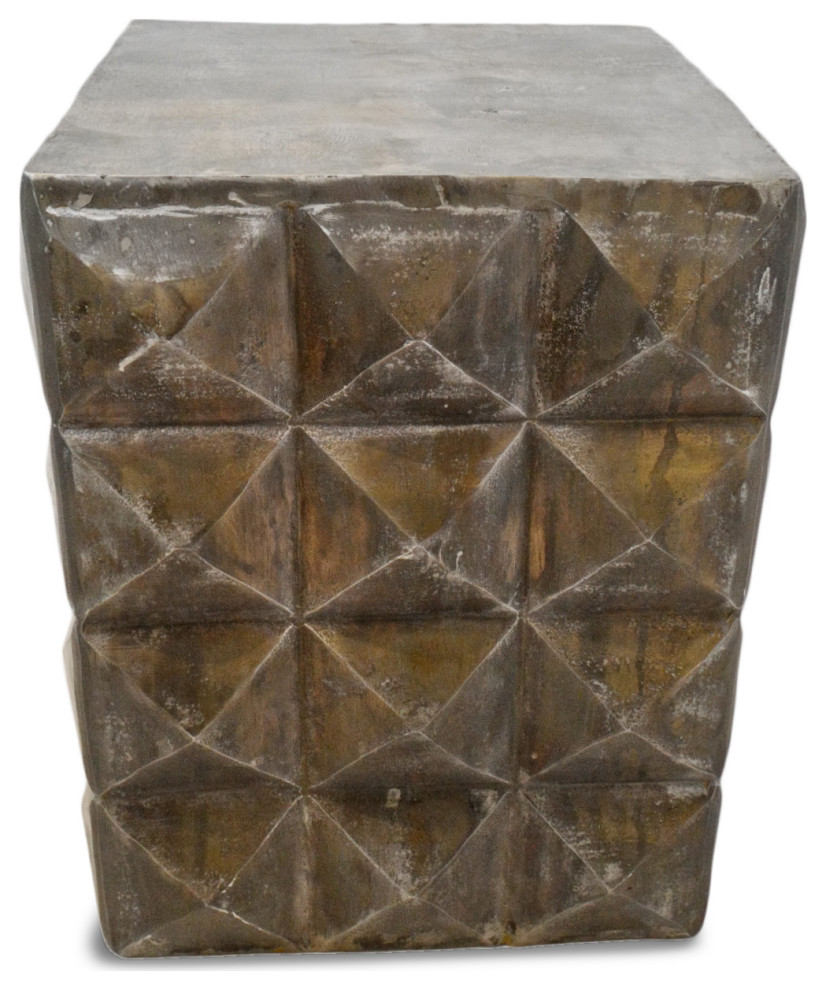 Vintage Metal Prism Side Table   Industrial   Side Tables And End Tables   by Design Mix Furniture  Houzz