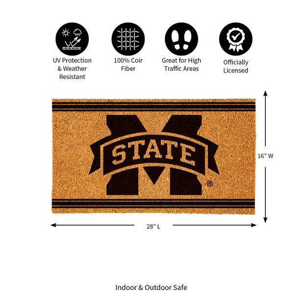 Evergreen Mississippi State University Logo Turf Mat Brown 28 X 16 Inches Indoor Outdoor Doormat