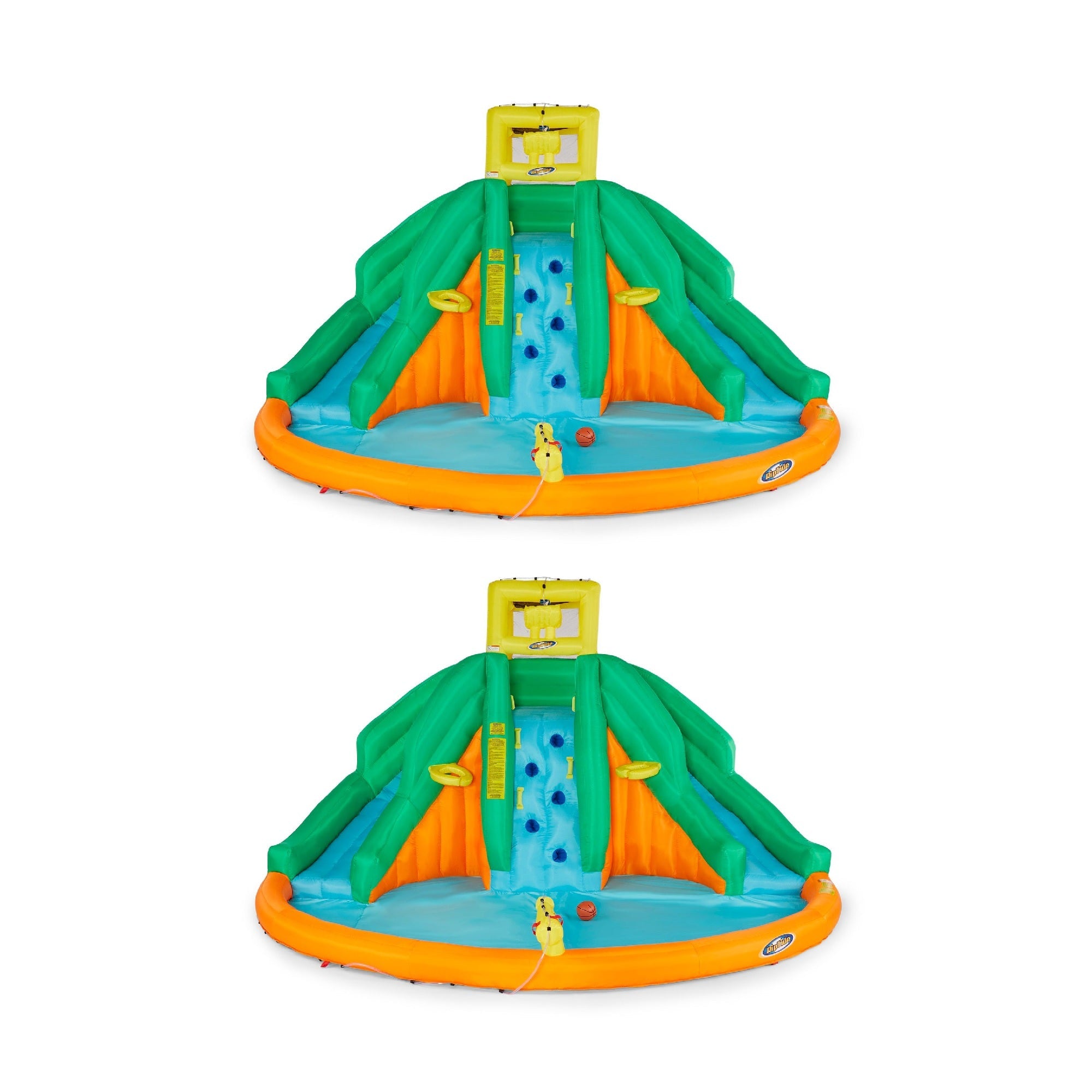 Kahuna Twin Peaks Kids Inflatable Splash Pool Backyard Water Slide Park (2 Pack)