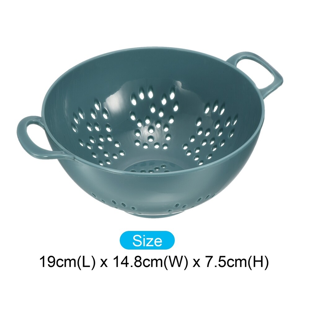 Rice Sieve Washing Colander Strainer Drainer Fruit Cleaning Bowl Light Blue   Light Blue   19cm x 14.8cm x 7.5cm