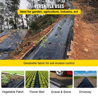 VEVOR 6 ft. x 250 ft. Weed Barrier Landscape Fabric 4.1 oz. Heavy-Duty Premium Woven Ground Cover for Outdoor Garden Black ZZZP4.1OZ6X250FCBV0