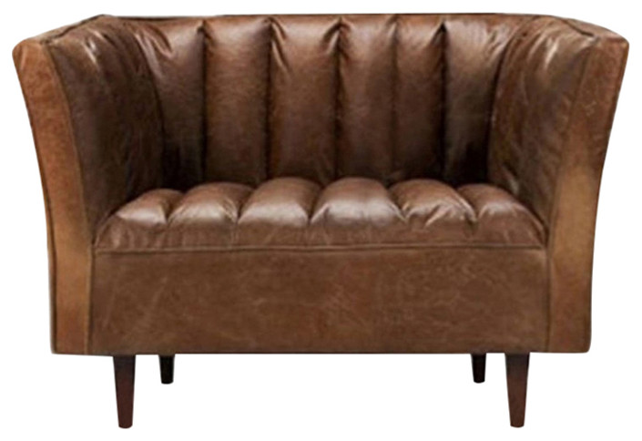 Pax Leather Chair Brown   Midcentury   Armchairs And Accent Chairs   by Primitive Collections  Houzz