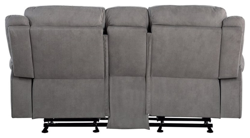 ACME Zubaida Reclining Loveseat with USB Dock  ampConsole in 2 Tone Gray Velvet   Transitional   Loveseats   by Acme Furniture  Houzz