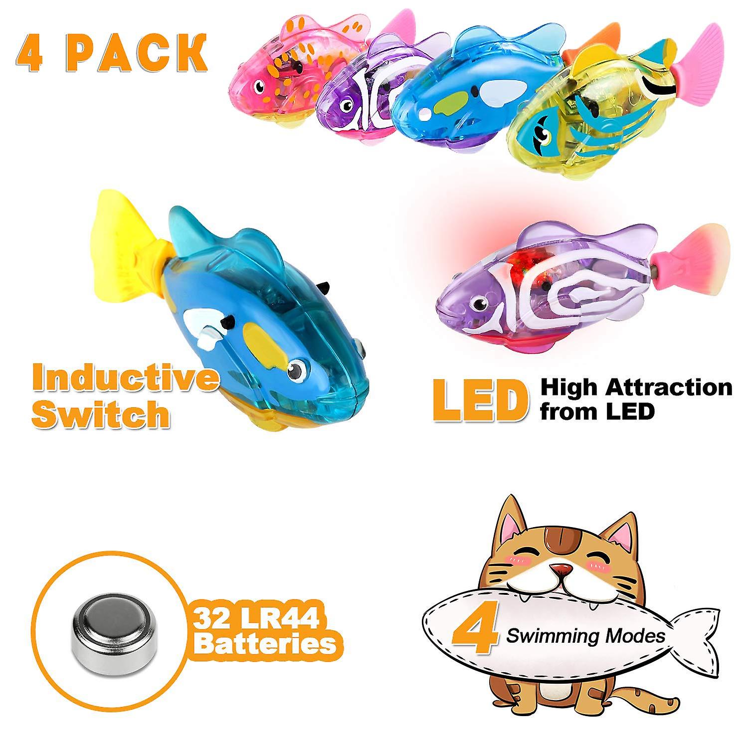 4pcs Cat Interactive Electric Fish Toy Water Cat Toy For Indoor Play Swimming Fish Toy For Cat And Dog With Led Light  Pet Toys