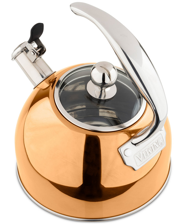 Viking Stainless Steel 2.6-Qt. Copper Tea Kettle with Copper Handle