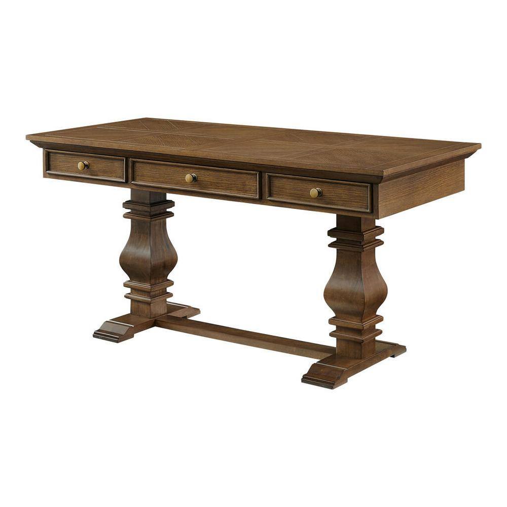 Home Decorators Collection Eldridge Wood Desk with Drawer in Haze Brown HD06-F01WD