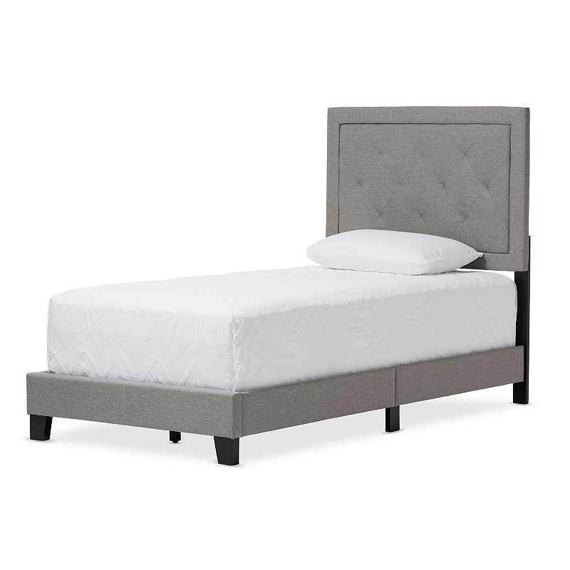 Baxton Studio Paris Tufted Linen Upholstered Twin Platform Bed