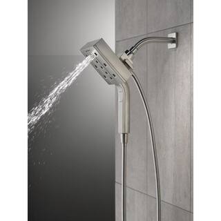 Delta In2ition 4-Spray Patterns 2.5 GPM 4.5 in. Wall Mount Dual Shower Heads in Lumicoat Stainless 58473-SS-PR25