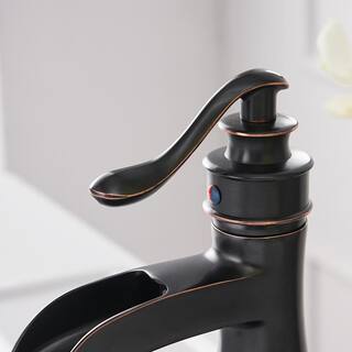 BWE Waterfall Bathroom Faucet Single-Handle Single Hole Sink Faucet Deck Mount Oil Rubbed Bronze Vanity Faucets A-96556-ORB