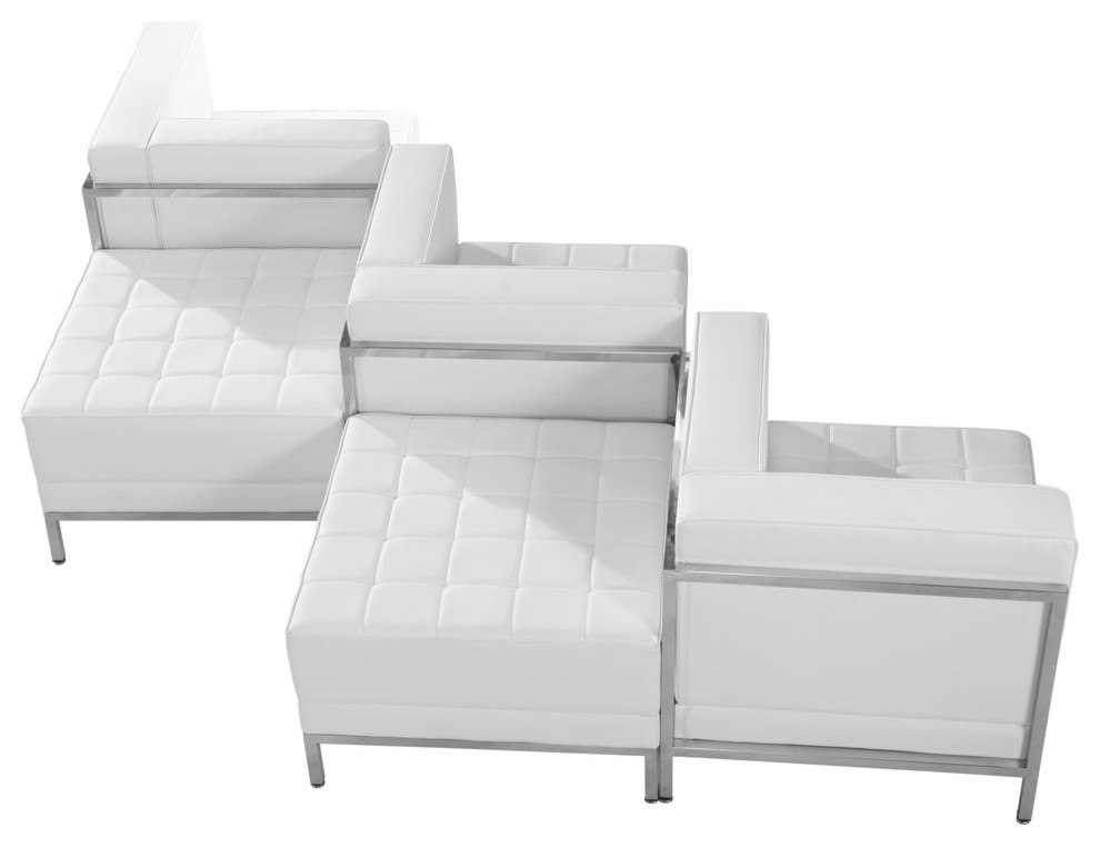 Imagination Series Melrose White Leather Soft 5 Piece Chair  ampOttoman Set   Contemporary   Sectional Sofas   by Pot Racks Plus  Houzz