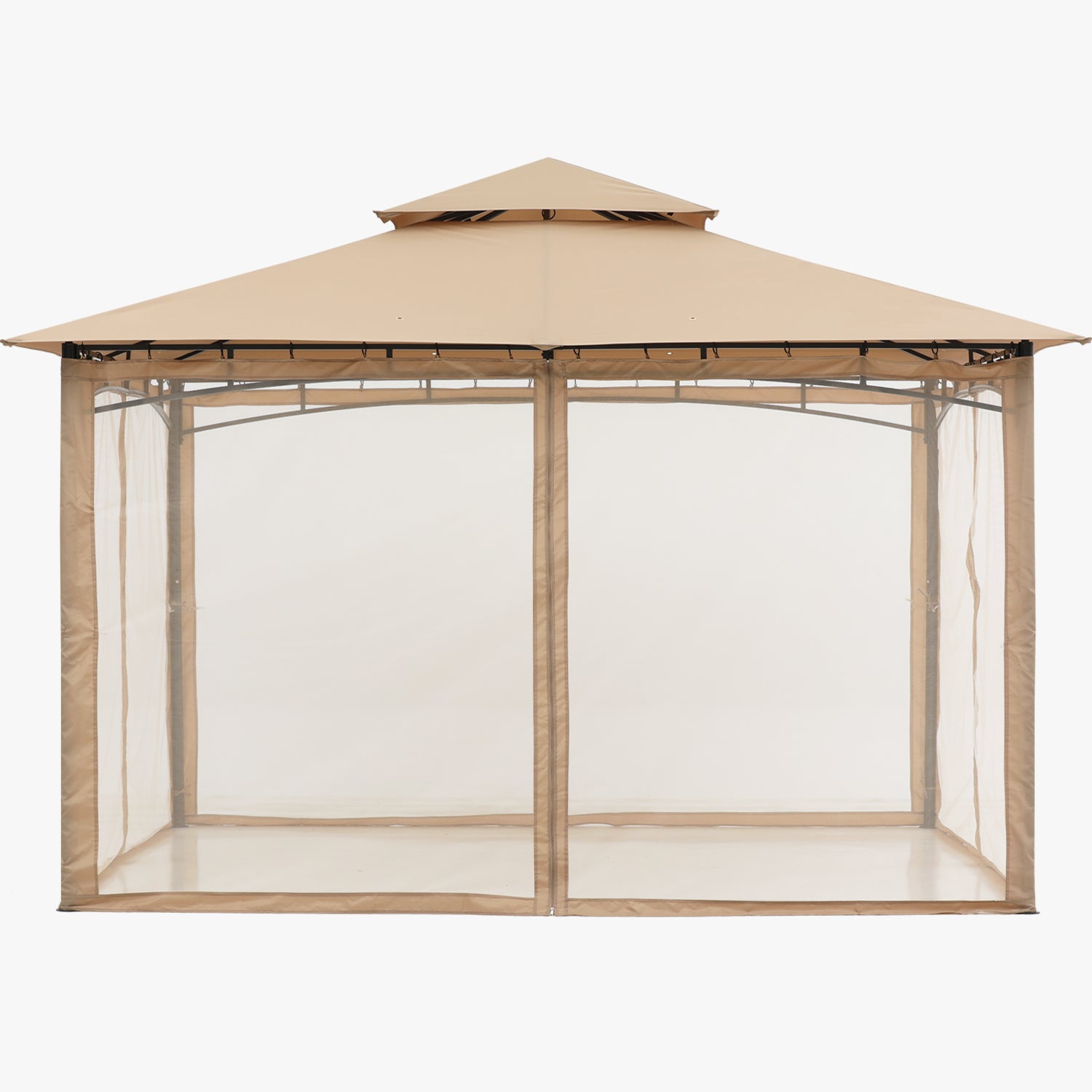 ABCCANOPY 11'x11' Patio Gazebo With Mosquito Netting and Double Soft Roof Canopies for Shade and Rain,Khaki