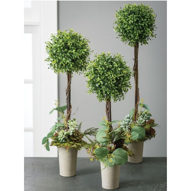 Sullivans Artificial Set Of 3 Boxwood Topiary Tree 22