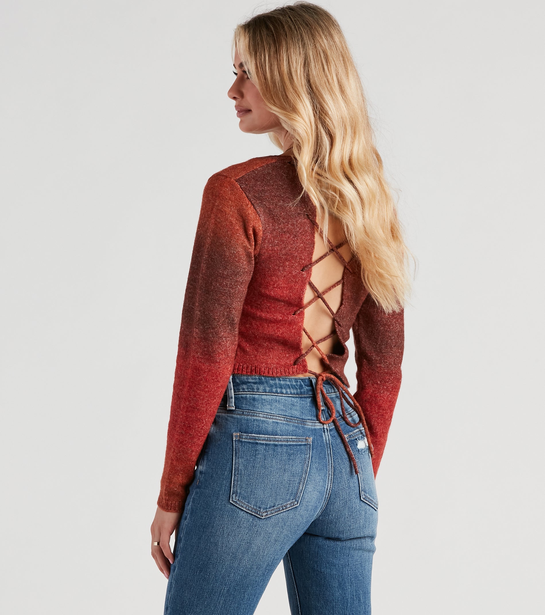 Autumn Spice Lace-Up Sweater