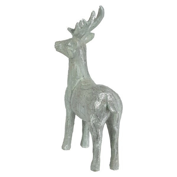 10.5 Gray and Silver Faux Wood Grain Standing Deer Christmas Figure