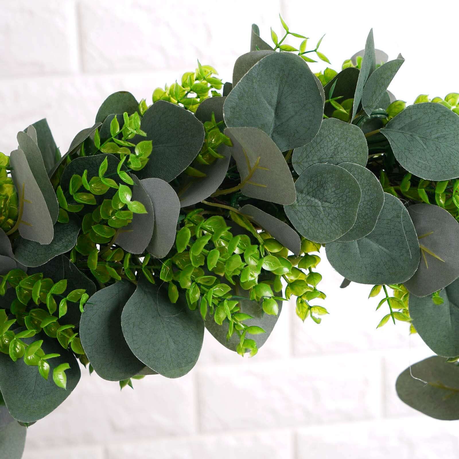 Real Touch Green Artificial Eucalyptus Boxwood Leaf Garland Vine - 3ft