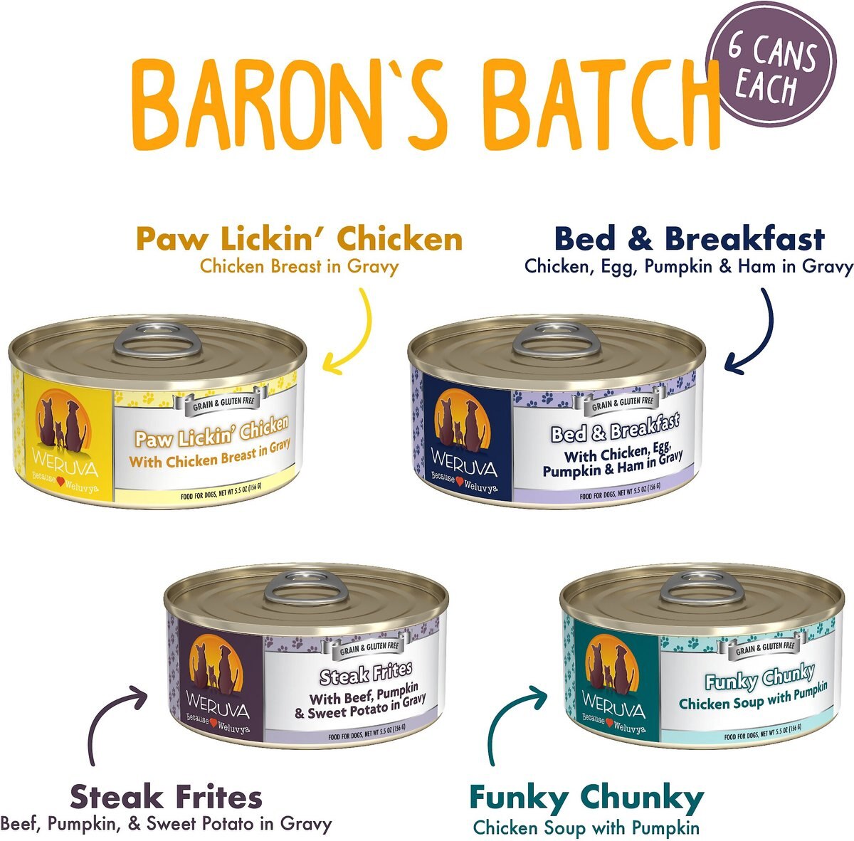 Weruva Baron's Batch Variety Pack Grain-Free Canned Dog Food