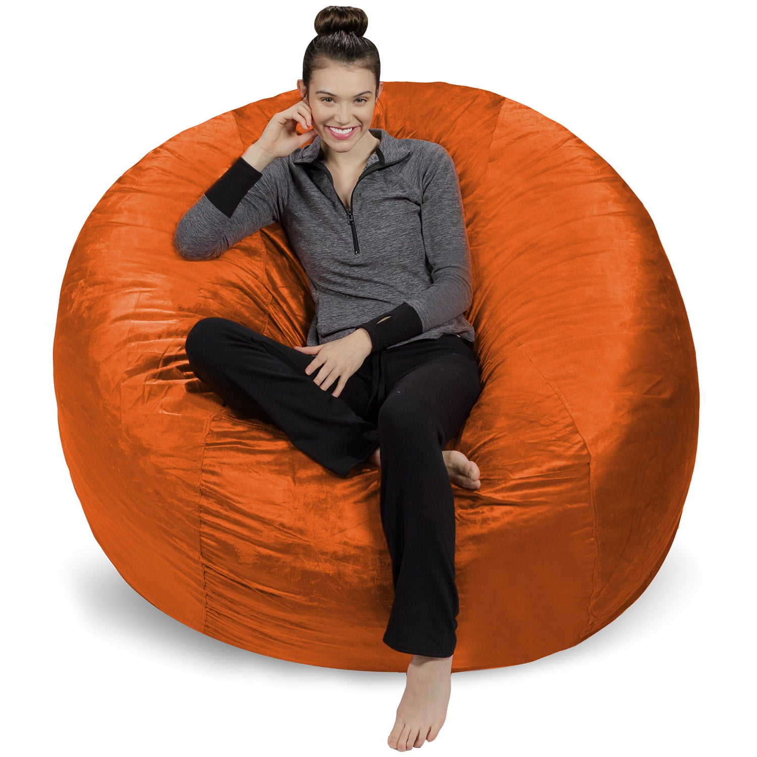 Sofa Sack Bean Bag Chair, Memory Foam Lounger with Microsuede Cover, Kids, Adults, 6 ft, Tangerine