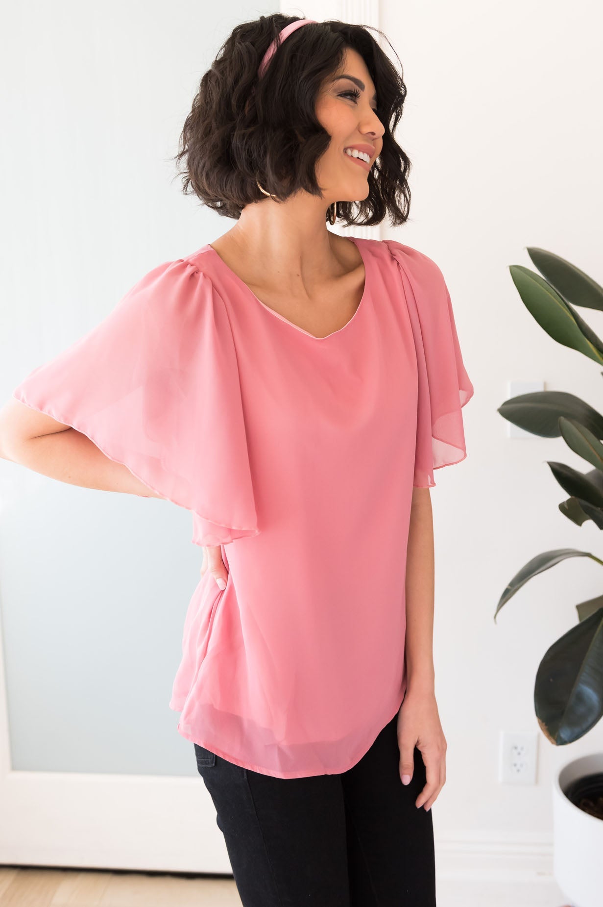 Promises, Promises Modest Flutter Sleeve Blouse