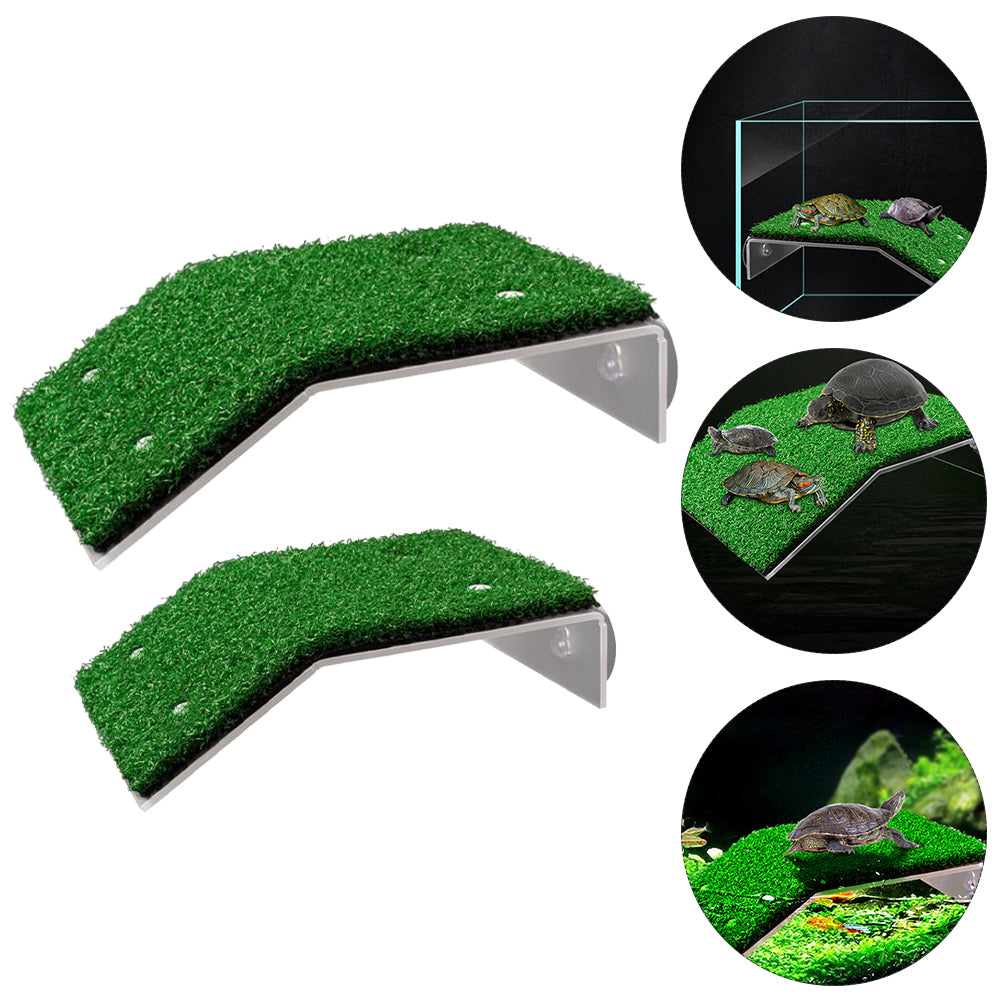 NUOLUX 2Pcs Turtle Basking Platform Pet Supplies Tortoise Resting Lawn Reptile Climbing Platform