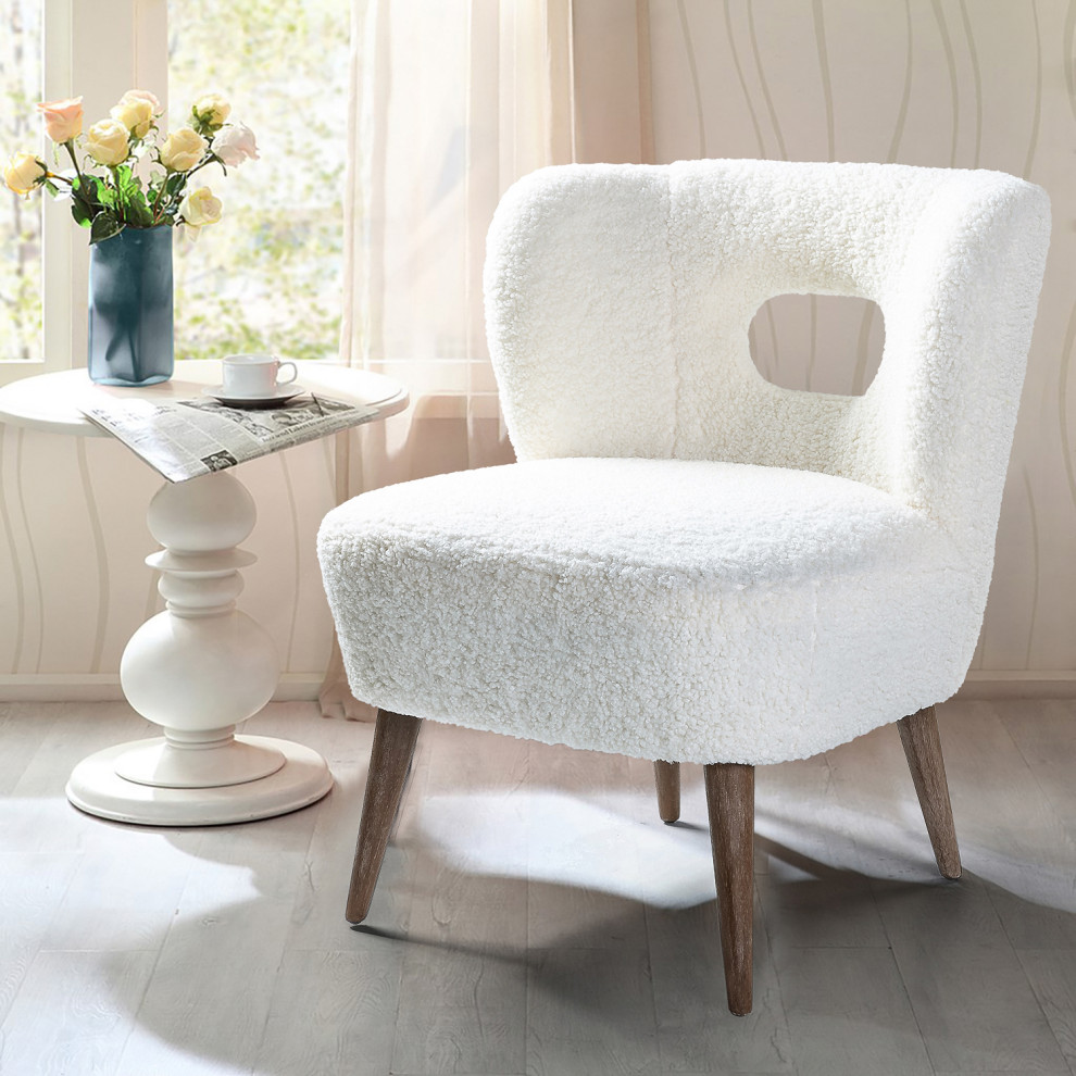 Mini Vegan Lambskin Sherpa Upholstery Barrel Chair   Midcentury   Armchairs And Accent Chairs   by Karat Home  Houzz