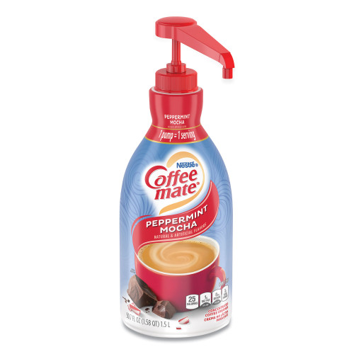 Coffee-mate Liquid Coffee Creamer， Peppermint Mocha， 1500mL Pump Bottle (29600)