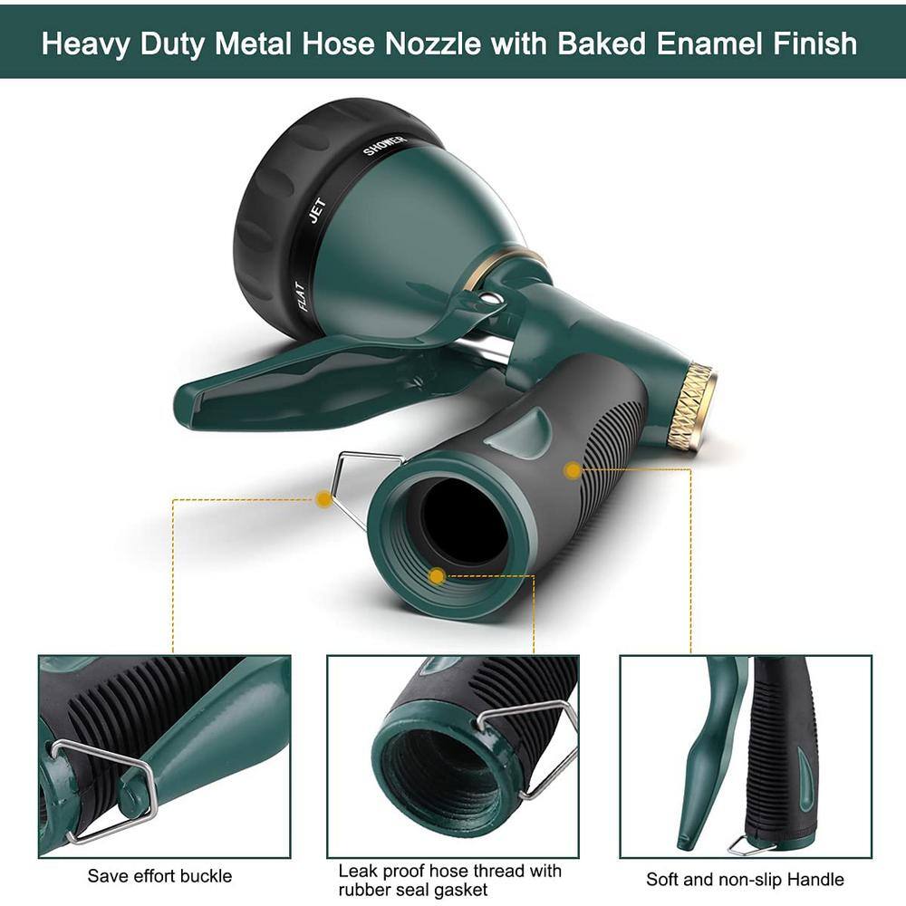 Garden Hose Nozzle Sprayer Heavy Duty 100% Metal Nozzle High Pressure Water Hose Nozzle with 7 Patterns B08LZ6K7X2