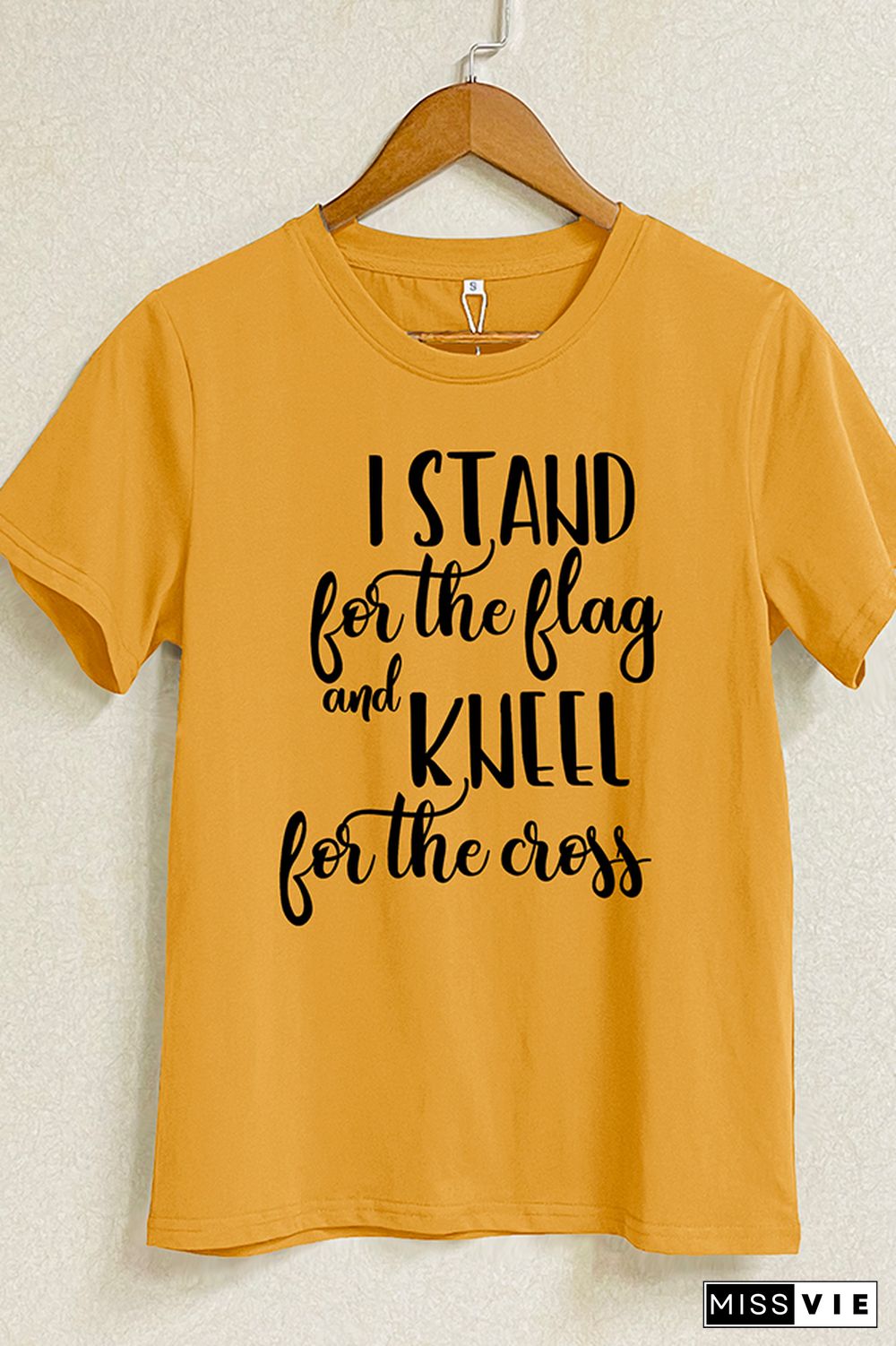 I Stand for the Flag and Kneel for the Cross Over Fear Short Sleeve Graphic Tee Wholesale