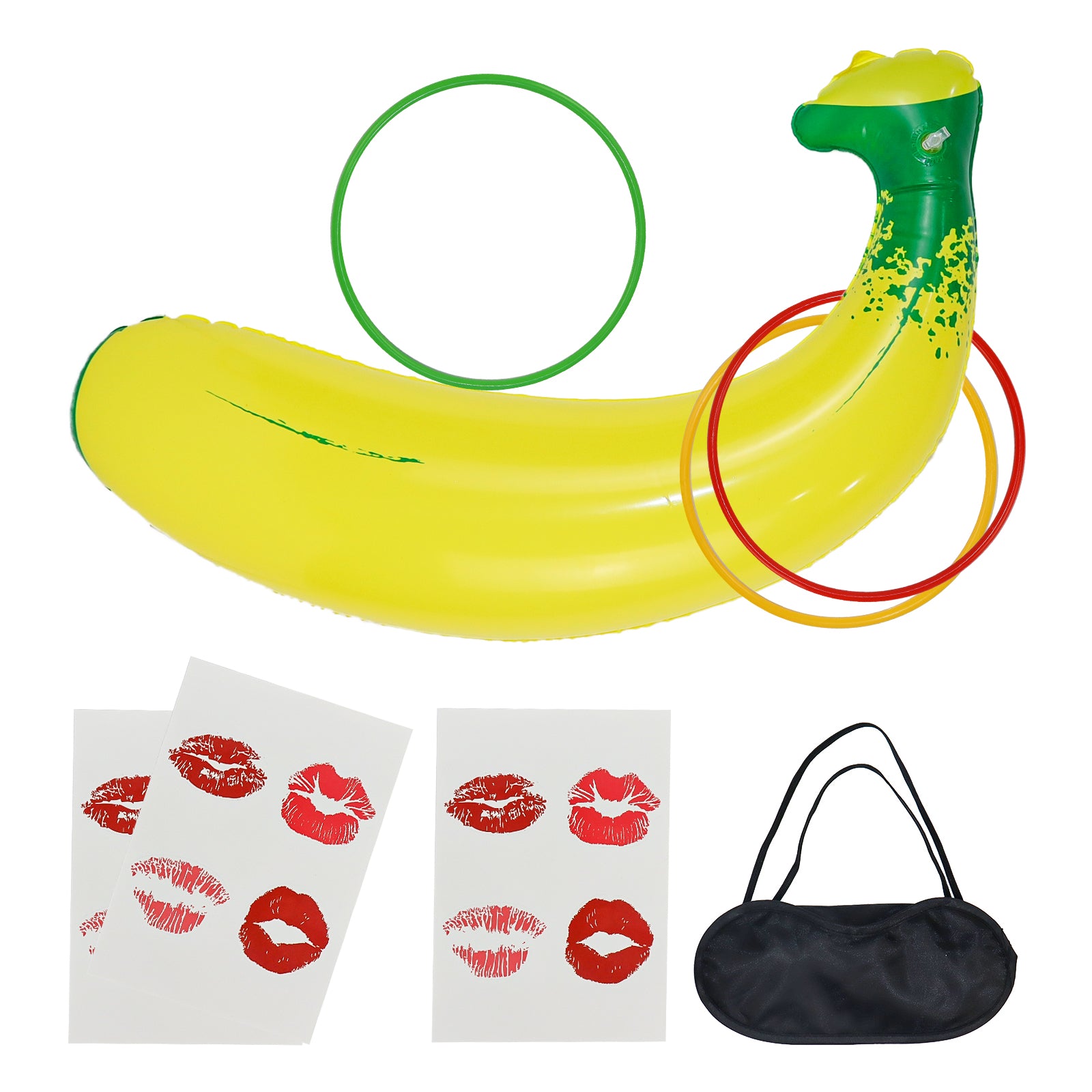 39 Pcs Bachelorette Party Favor Inflatable Banana Ring Toss Game Set with Novelty Stickers Eye Mask