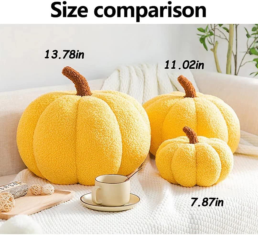 Fluffy Pumpkin Pillow Plush Toy Pumpkin Stuffed Durable Halloween Pumpkins Decorative Couch Throw Pillow Soft Cute Pumpkin Toys Gift，brown，7.87 Inches