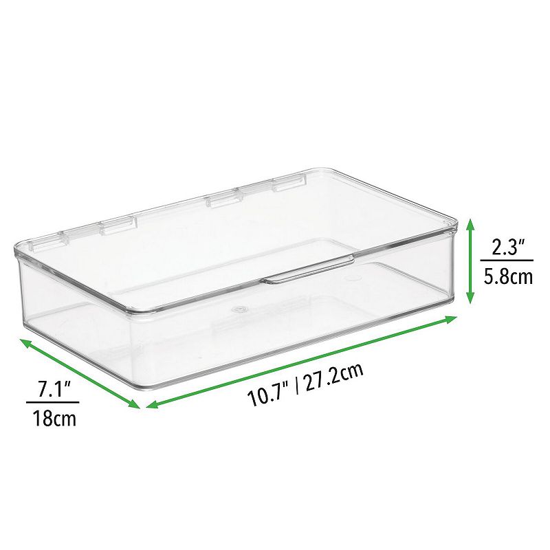 mDesign Plastic Bathroom Vanity Storage Organizer Box， Hinged Lid， 4 Pack