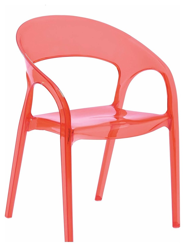 OCC Set of 2 Moon Side Chair  Clear Dining Chair Polycarbonate in Red   Contemporary   Outdoor Dining Chairs   by Best Made Furniture  Houzz