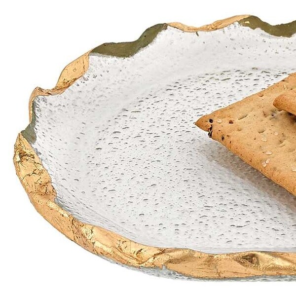 14 Glass Oval Edge Gold Leaf Platter - 9 W x 3 D x 15 H