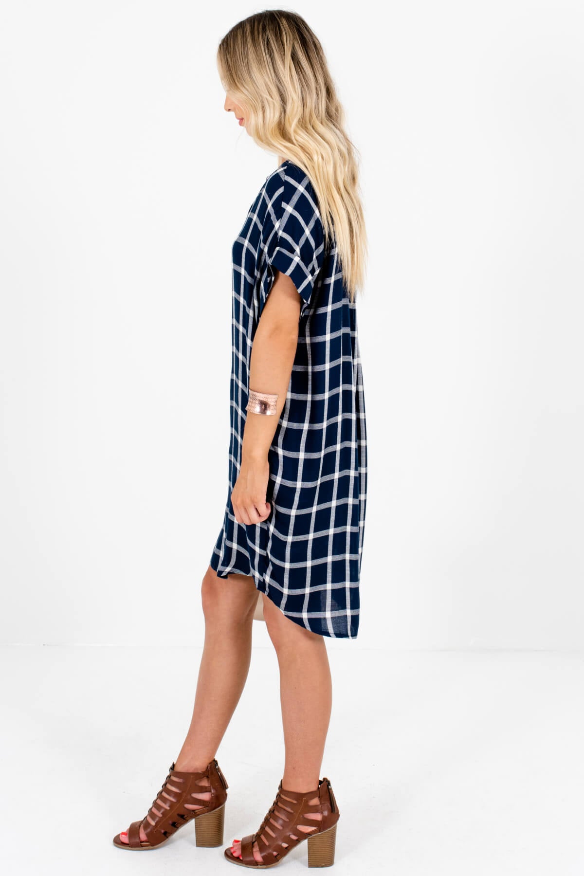 Back to School Navy Plaid Mini Dress