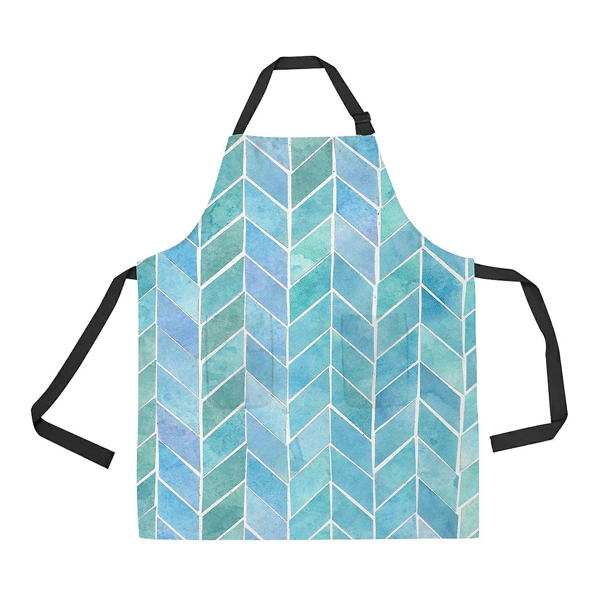 Herringbone Teal Apron Home Kitchen Apron With Pockets