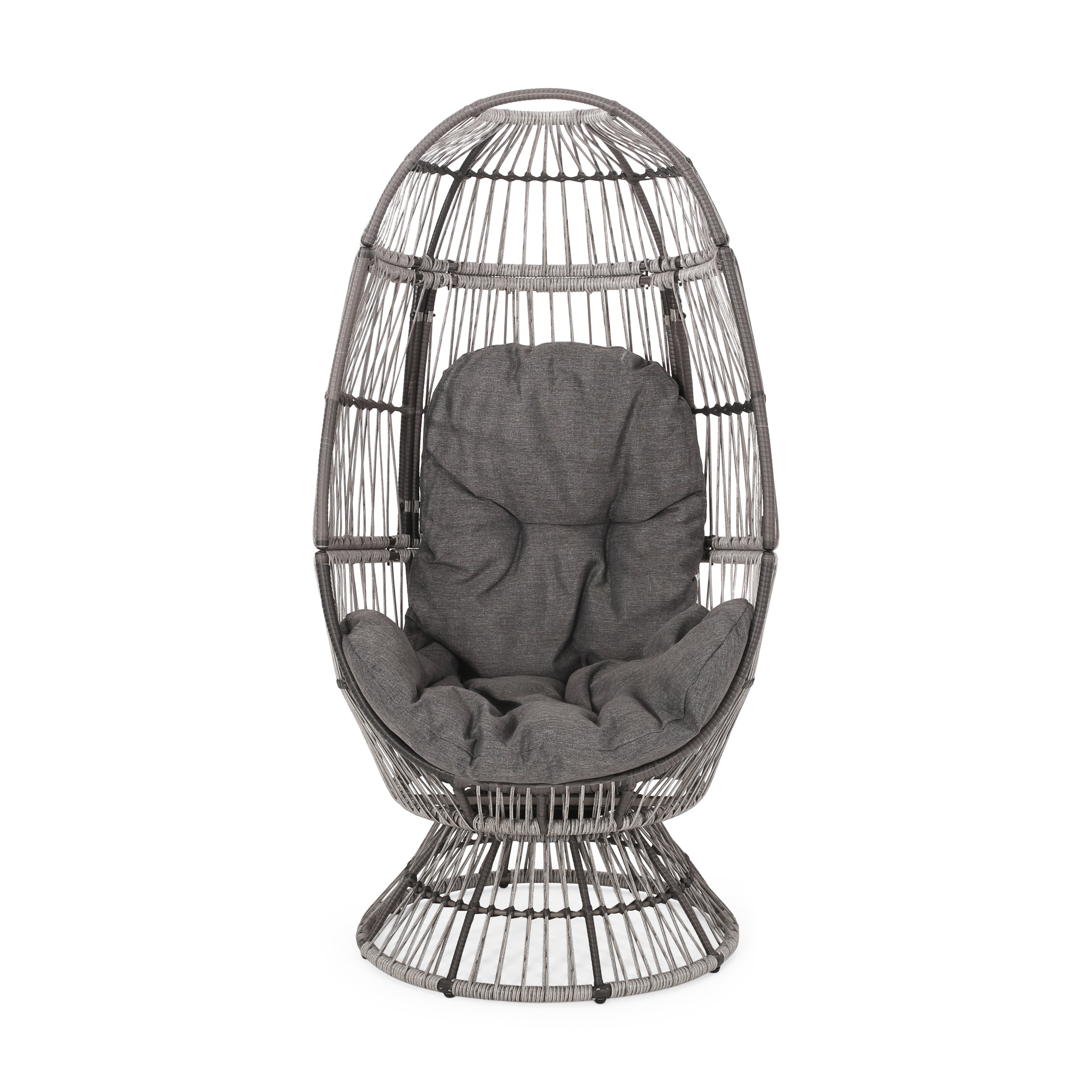 Aceson Outdoor Freestanding Wicker Swivel Egg Chair