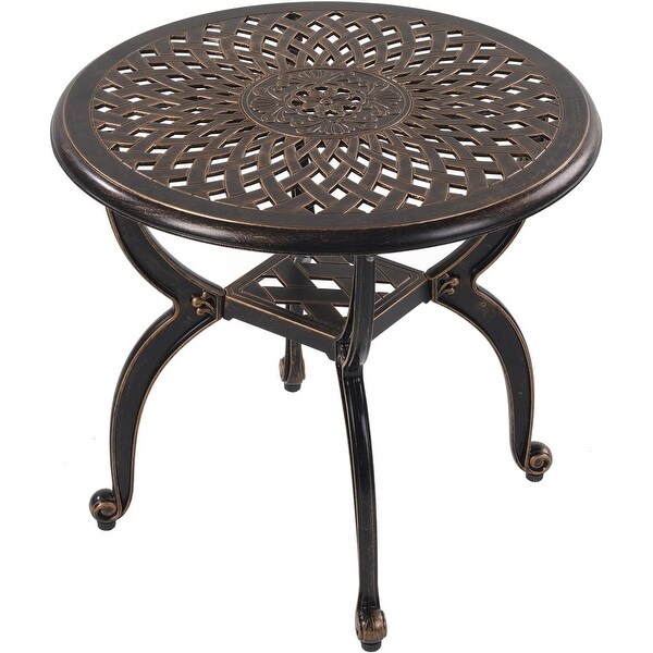 Outdoor Side Tables，Cast Aluminum Patio End Tables，AntiRust Coffee Table for Garden Patio Lawn