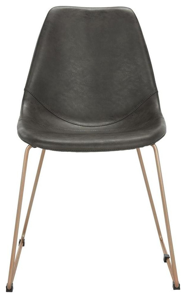 Ginger Midcentury Modern Leather Dining Chair Set of 2 Grey / Copper   Modern   Dining Chairs   by Virgil Stanis Design  Houzz