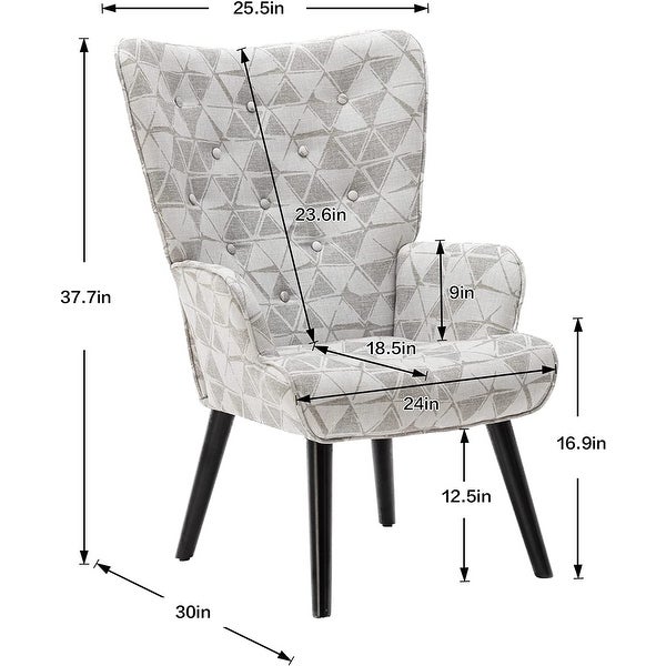 Modern Leisure Chair Accent Chair Tufted Wingback Vanity Chair with Solid Wood Legs