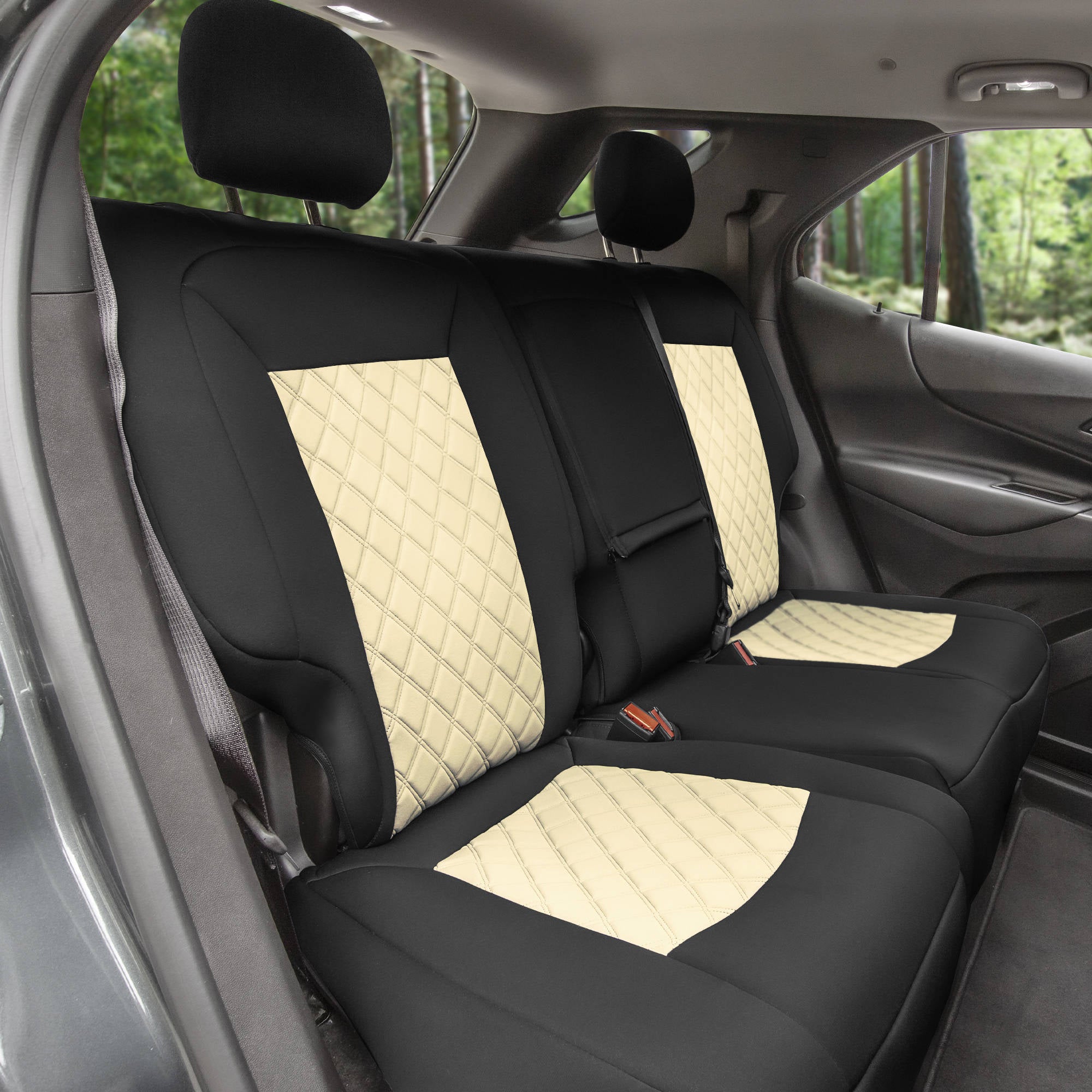 TLH Custom Fit Seat Covers for 2018-2021 Chevy Equinox Neoprene Rear Set Covers Waterproof Beige Color