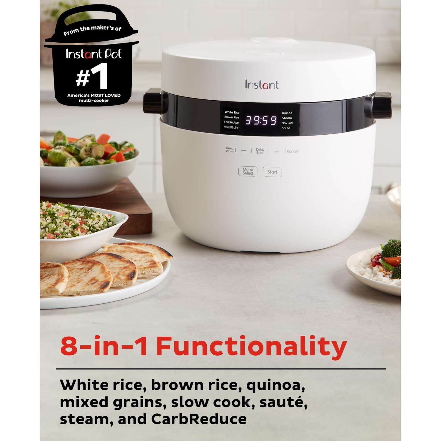 Instant Brands White 20 cups Programmable Rice Cooker and Food Steamer