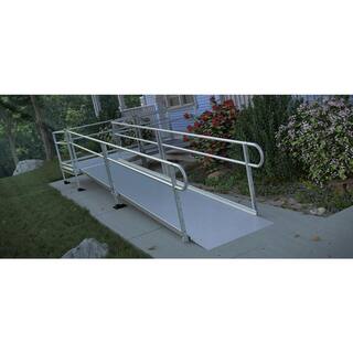 EZ-ACCESS PATHWAY 30 ft. U-Shaped Aluminum Wheelchair Ramp Kit with Solid Surface Tread 2-Line Handrails and (3) 5 ft. Platforms PS30U55TTS