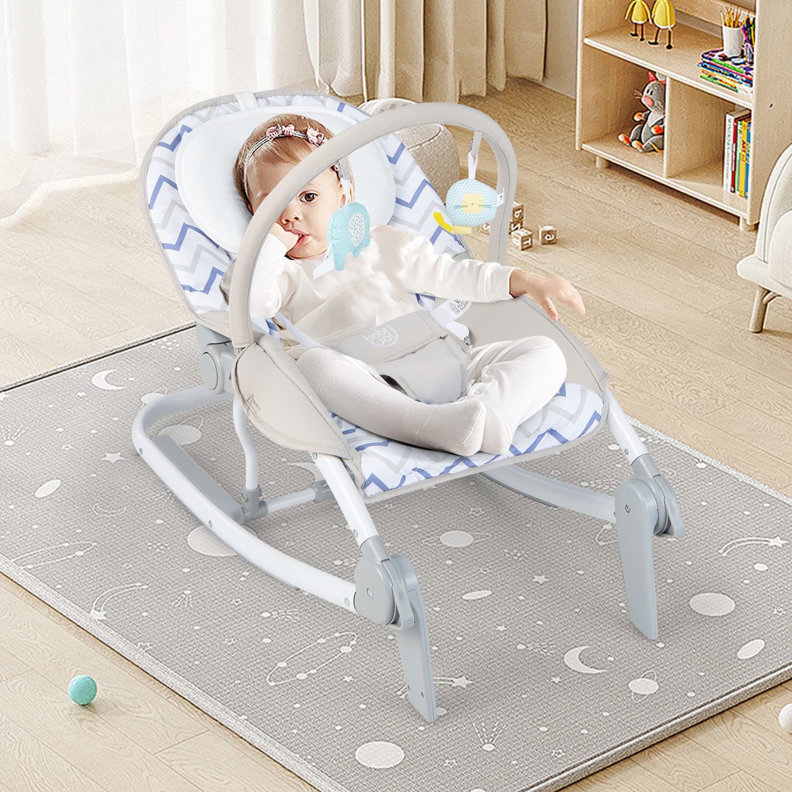 Baby Bouncers for Infants, 2 in 1 Foldable Toddler Bouncy Seat