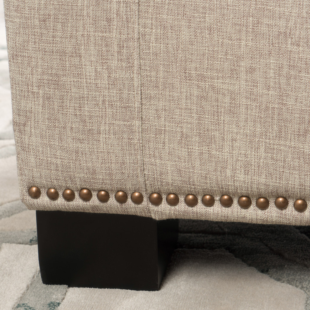 GDF Studio Espana Wheat Fabric Storage Ottoman With Studs   Transitional   Footstools And Ottomans   by GDFStudio  Houzz