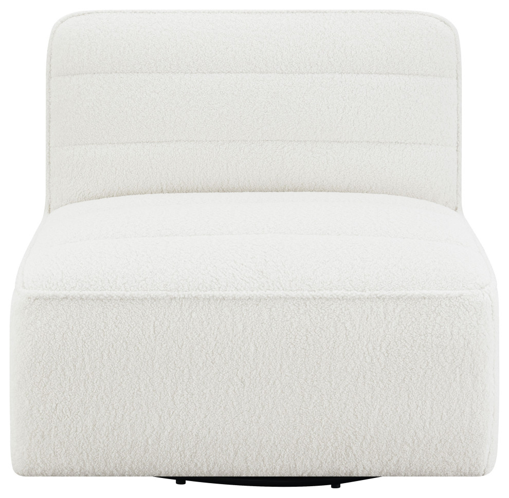 Cobie Upholstered Swivel Armless Chair Natural   Modern   Armchairs And Accent Chairs   by Modon  Houzz