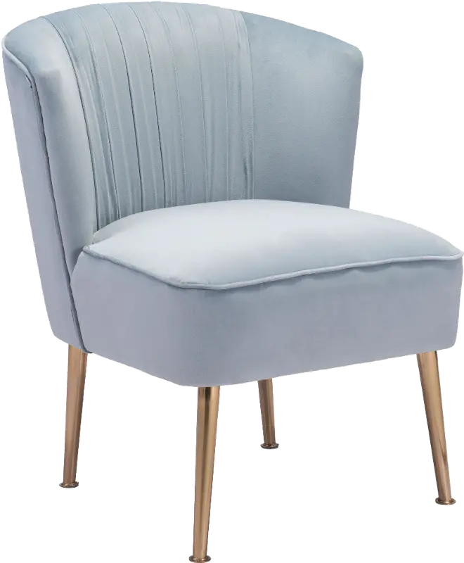 Andes Glam Blue Velvet Accent Chair